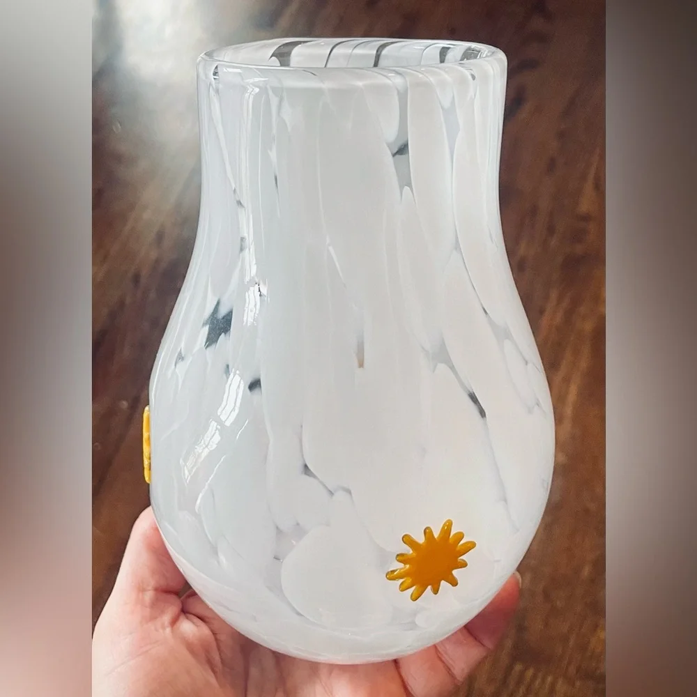 Anthropologie The Icon White Confetti Vase Golden Sun